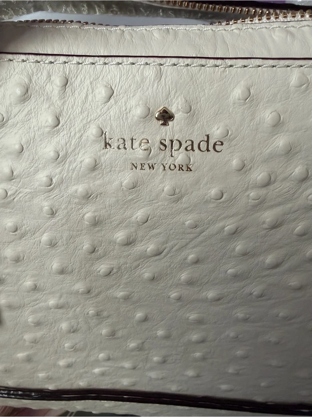 Kate Spade Cream Ostrich-Embossed Dome Satchel